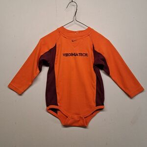 Nike Virginia Tech Hokies Baby One Piece 24M Orange Maroon Center Swoosh VT